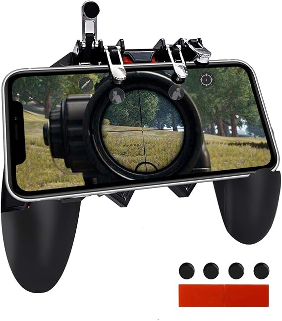 Mobile Controller Smartphone Gamepad Simplified Portable 4 Trigger L1R1 L2R2 Universal for PUBG COD Android iOS iPhone Samsung Mobile Phone with Width from 7 to 9.5 cm