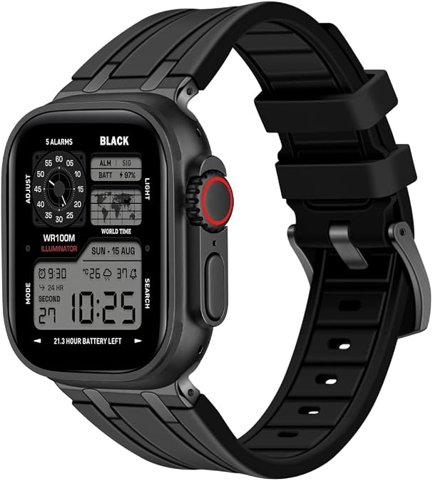 Soft Rubber Watch Strap Compatible with 38mm 40mm 41mm 42mm 44mm 45mm 49mm Grey Silicone Apple Watch Bands for Women Men for iWatch Series 10 9 8 7 6 5 4 3 2 1 SE Ultra with Silver Buckle