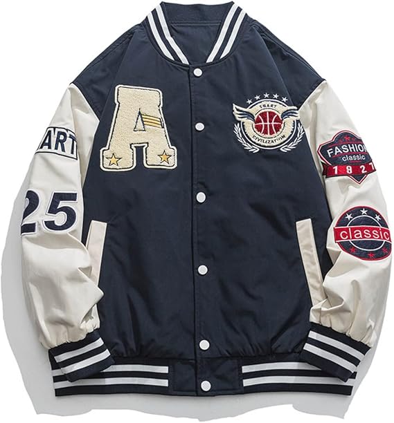 Men's Varsity Baseball Jackets Baseball Bomber Unisex Streetwear Vintage Letter Print Coats Vintage Hip Hop Jackets Baseball Jackets