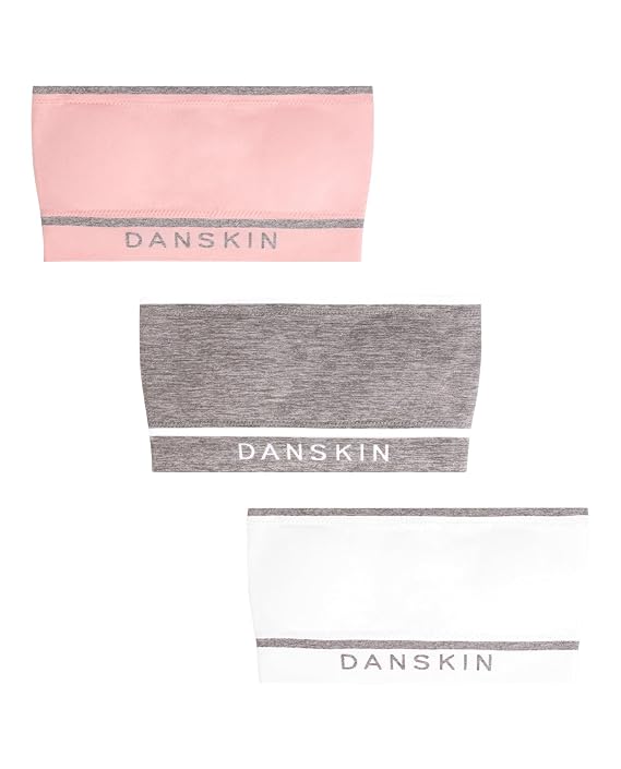 Danskin Girls 3-Pack Seamless Bandeau (US, Medium, Blush Pink Multi)