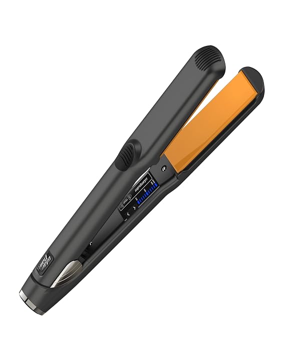 GLAMPALM Hair Straightener 1.25" Wide Ceramic Flat Iron Infused with Vita C, Korea's No.1 Professional Salon Tool for Long Hair, Dual Voltage, 11 Heat Settings(220450), 20s Fast Heat-Up (GP313)