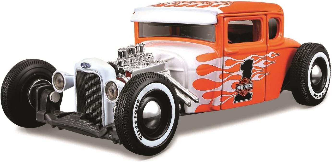 Maisto（マイスト） 124 フォード 1929 Model A ホワイトオレンジ ハーレーダビッドソンカスタムシリーズ ／ ミニカー ダイキャストカー 完成品 32175 並行輸入品