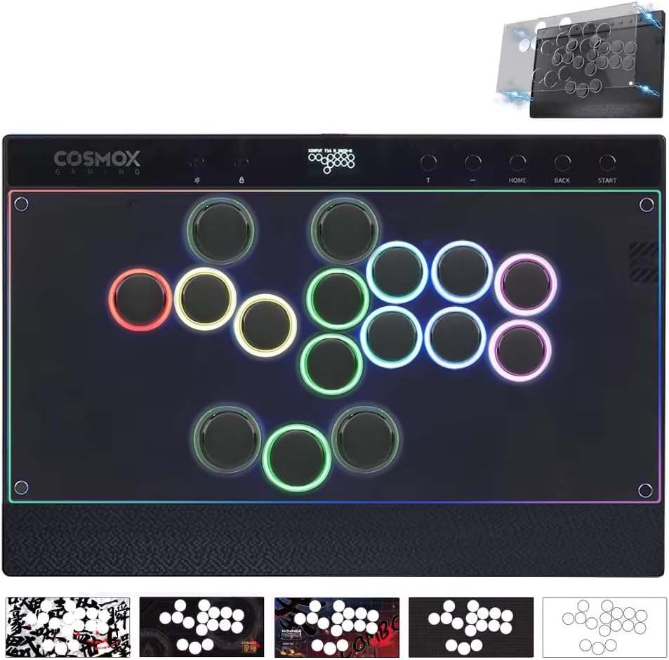 Sehawei Haute42 C16 Leverless Arcade Controller - Magnetic Detachable Panel for DIY Art, RGB Button Rims, Tournament Lock Switch - Compatible with PC/Switch/PS3/PS4/Steam Deck