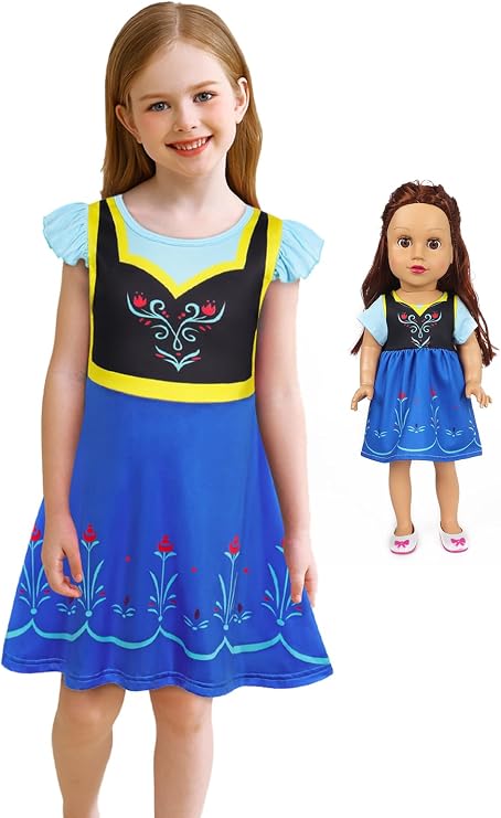 Doll and Girl Matching Nightgown Girls Princess Pajamas 18" Dolls Clothes