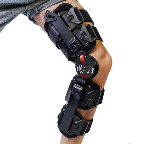 KD ROM Hinged Knee Brace for ACL, MCL, PCL & Arthritis Post-Op Support | Precision Motion Adjustment Soft Breathable Padding Quick-Clip Adjustable Fit Universal Bilateral Design