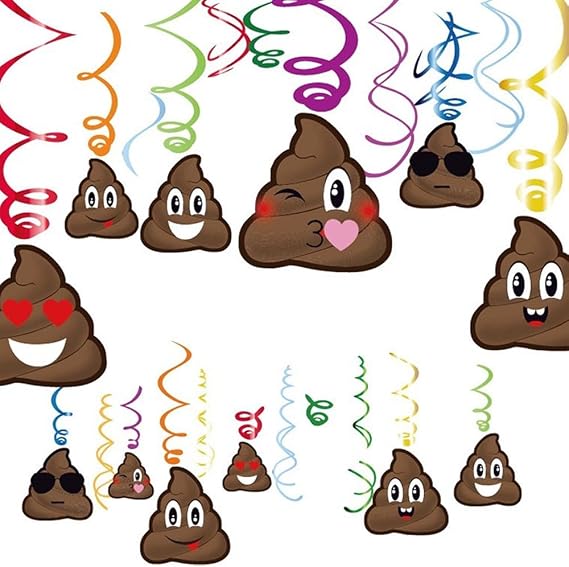 34Pcs Poop Hanging Swirl Decoration, Hard Card Poo Brown Hanging Decoration for Halloween, Birthday, Retirement Party, Funny Pranks Joke Decoration