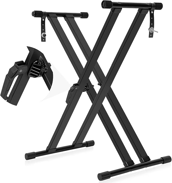 Double Braced X-Style Keyboard Stand, Height Adjustable, Black