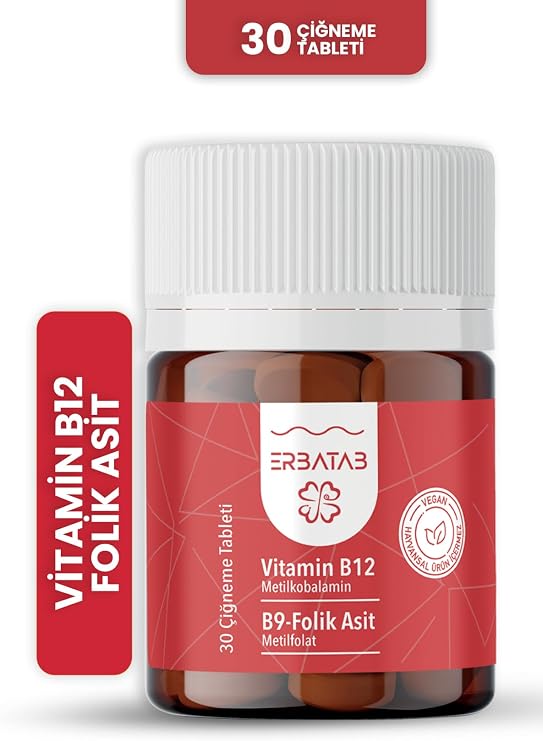 Vitamin B12- Folik Asit B9 Tablet Metilkobalamin-Metilfolat, 30 Tablet
