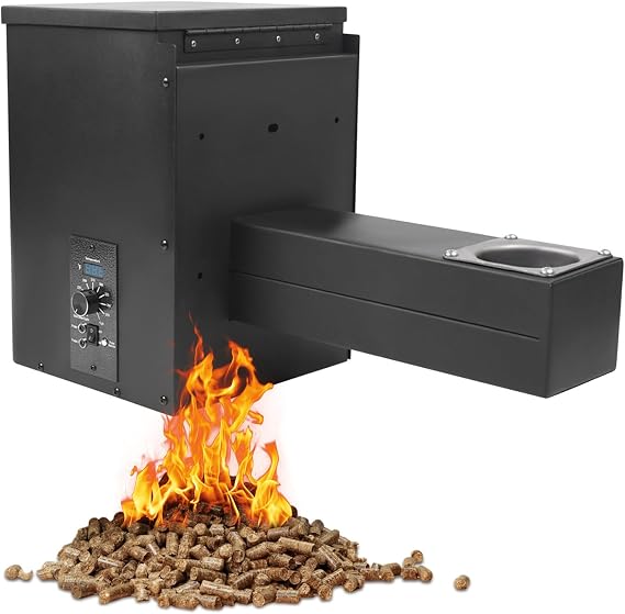 Grill Hopper, Pellet Smoker Hopper Assembly Kit, Electric Pellet Hopper Conversion Kit with Digital Temperature Controller, Pellet Grill Hopper for BBQ, Bake, Roast, Grill