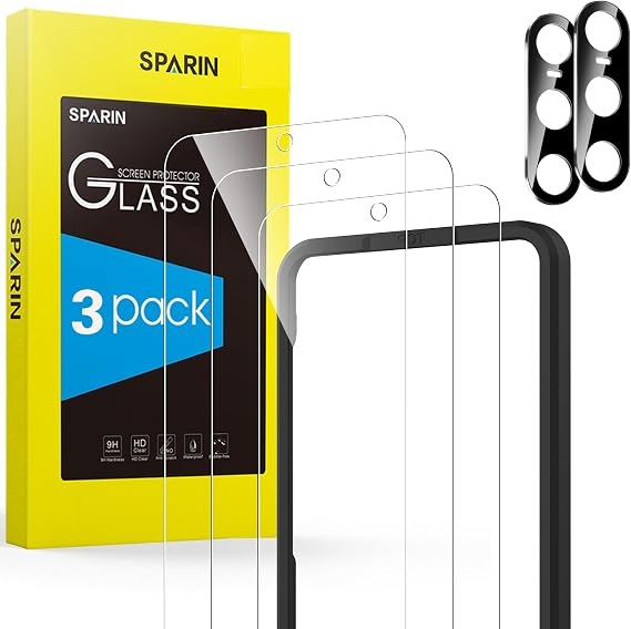 SPARIN 3+2 Pack Screen Protector for Samsung Galaxy S23 5G 6.1 Inch with Camera Lens Protector, 9H Tempered Glass with Easy Installation Frame, Case Friendly, Anti-Scratch