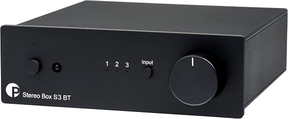 Pro-Ject Stereo Box S3 BT Ultra Compact Full Amplifier with AptX HD Bluetooth and Motor Potentiometer (Black)
