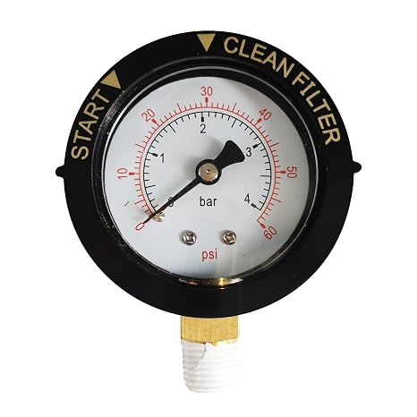 Pressure Gauge 0-60 PSI 190058 Replacement for Pool/Spa Valve Filters Bottom Mount