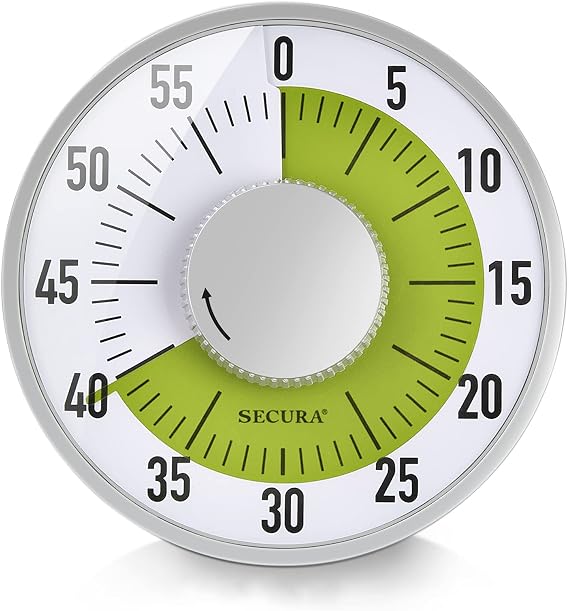 Secura 60-Minute Visual Timer 6-Inch Mechanical Countdown Timers for Teaching, Meeting, Cooking, Working - Timer for Kids with Magnetic Backing,
