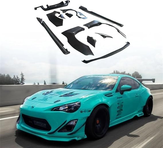 Car Body Kits Compatible for Toyota GT86 2013-2015 to Rocket Bunny Style Wide Body Compatible for Fender Front Spoiler Lip Rear Diffuser Lip Side Skirts