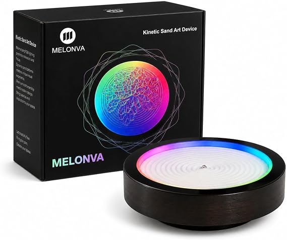 Melonva Automatic Moving Sand Art, Kinetic Mini Zen Garden, Bamboo