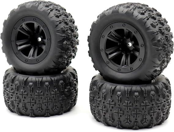 4PCS 12mm Hex 85mm (3.35") RC Wheels Monster Truck Tire Set for 1/14 1/16 Hyper Go H14BM 14210 H16BM H16DR, Wltoys 144001 144010 RC Car (85mm Monster Truck Tires E)
