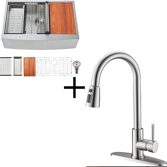 Pull Down Kitchen Faucet and Farmhouse Kitchen Sink