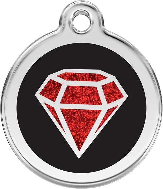 Red Dingo Personalized Glitter Ruby Pet ID Dog Tag - Medium