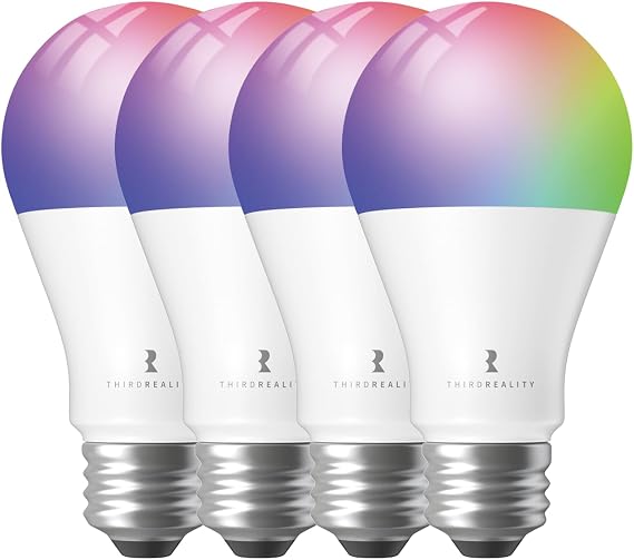 THIRDREALITY Zigbee スマートカラー電球 ZL1 4個パック Home AssistantZHA&Z2M、SmartThings、Aeotec、Homey、HubitatまたはEchoデバイス、ハブ内蔵、A19 RGBCW電球、2700K-6500K、調整可能、800ルーメン