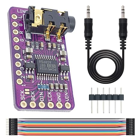 PCM5102 DAC Decoder Module I2S Interface GY-PCM5102 PHAT Format Player Board Digital-to-Analog Converter Voice Module for Arduino with 3.5mm Audio Cable, Dupont Cable