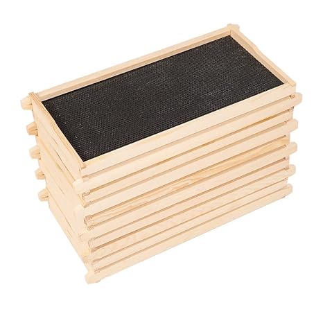 BeeTech 10-Pack Deep Brood Box Wooden Beehive Frames and 100% Beeswax Dipped Plastic Foundations for Beekeeping (Unassembled)