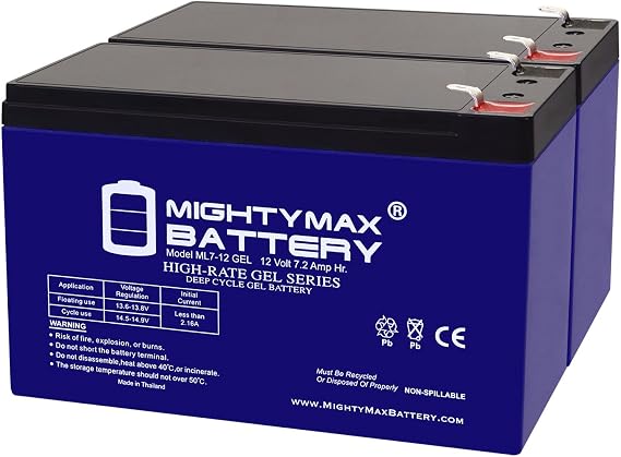 Mighty Max Battery 12V 7AH Gel F1 Replacement Battery Compatible with Acorn Stairlift Superglide - 2 Pack