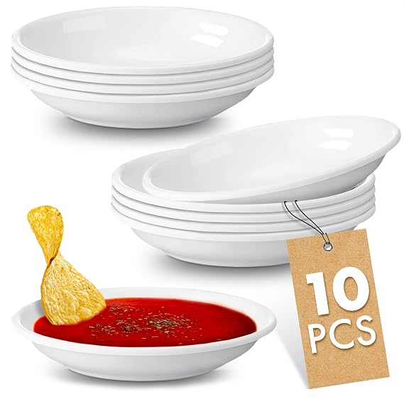 KETAR Melamine Sauce Bowls, 10 Piece Set, 3.62 Inch Diameter (White)