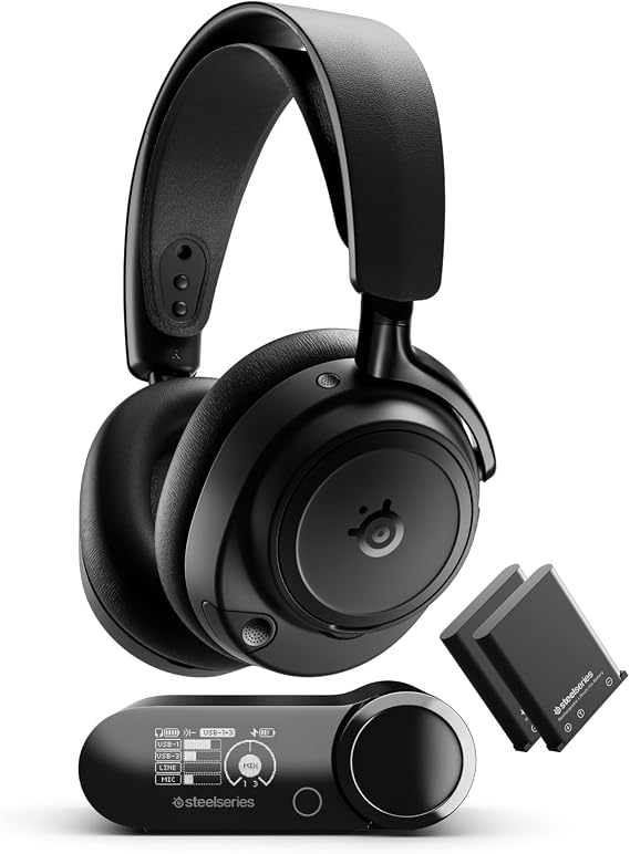 SteelSeries Arctis Nova Elite - Hi-Res Wireless Gaming Headset - 96kHz/24bit - Carbon Fiber Speakers - ANC - AI Noise Rejection - App - 2.4GHz + BT - Multi-Source Mix - OmniPlay PC+PS+Xbox - Black
