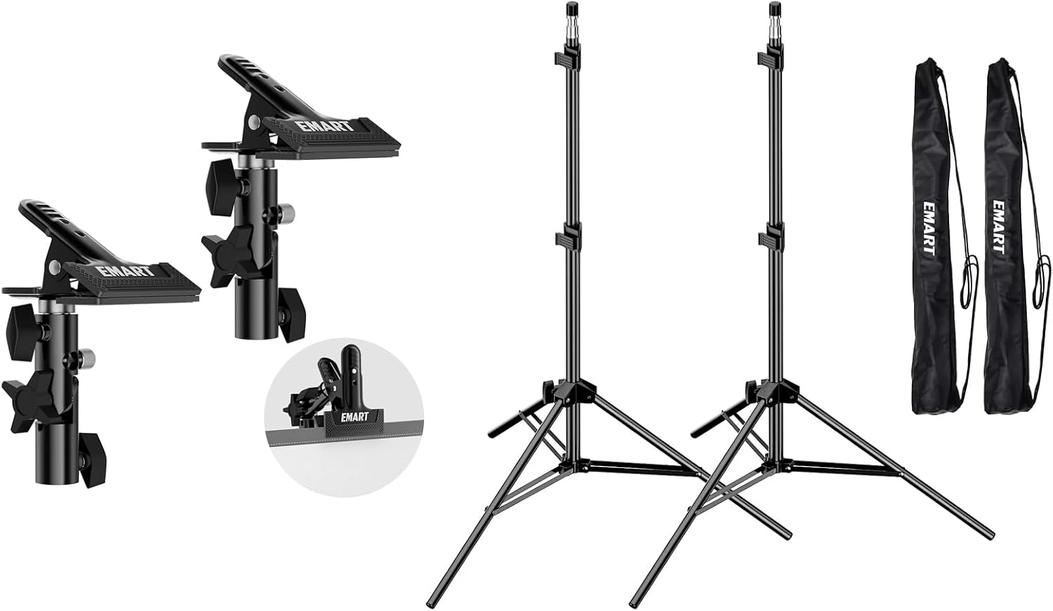 EMART 7 Ft Light Stand for Photography, Portable Photo Video Tripod Stand x 2 Pack Photography Reflector Holder x 2 Pack for for Speedlight, Flash, Softbox, Umbrella, Strobe Light, Camera, Photograpy