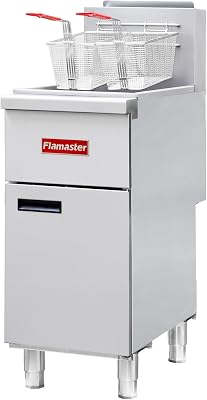 Commercial Open Pot Fryer with 2 Baskets, 100000 BTU 40-50 Lbs Oil Capacity Natural Gas Fryer, Only Commercial Use Stainless Steel Deep Fryer for Restaurants, Food Trucks-Floor Standing
