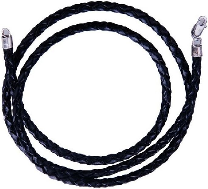 Black Braided Leather Rope Cord with Silver Clasp Necklace 16" 18" 20" 24" 30"