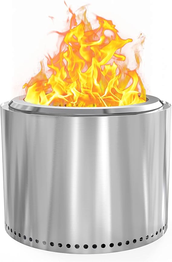Onlyfire Stainless Steel Smokeless Fire Pit (48 x 37 cm) | Portable Outdoor Wood Burning Fireplaces with Removable Ash Pan for Backyard,Patio, Camping and Beach