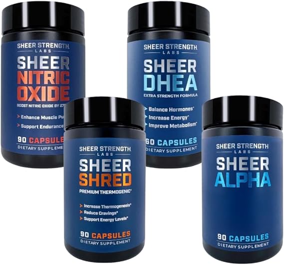 Sheer Ultimate Stack - DHEA Supplement for Men DHEA 100mg & Nitric Oxide Supplement & Sheer Shred & Sheer Alpha