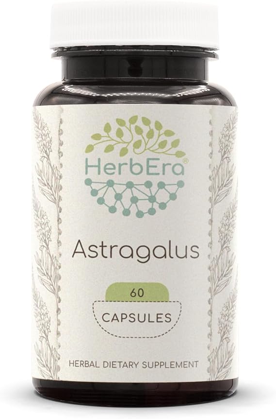 Astragalus 60 Capsules, 500 mg, Concentrated Liquid Drops Natural Astragalus (Astragalus Membranaceus) Dried Root (60 Capsules)