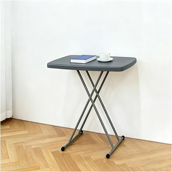 Square Dining Table Nine-step Height Adjustment Trestle Tables Foldable Dining Table Living Room Study(Grey)
