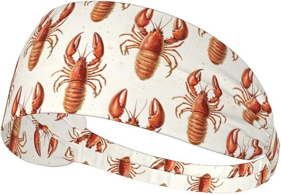 Realistic Lobster A Print Workout Headbands for Women - Non-Slip Stretchy Sweat Head Bands for Women Hair, Moisture Wicking Sweatband for Sports Athletic Running Tennis Gym Yoga