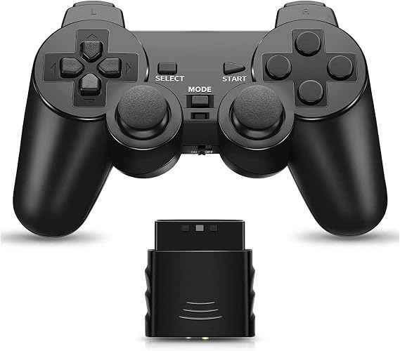 Kikoom Ps2 用 ワイヤレスコントローラー Dual Shock2 ゲームパット 互換対応 日本語説明書（黒）