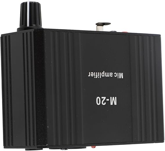 Microphone Preamp High Gain 20dB with 48V Power XLR Output for Dynamic & Condenser Microphones Booster - Compact Lightweight Mic Preamplifier in Black Metal Case