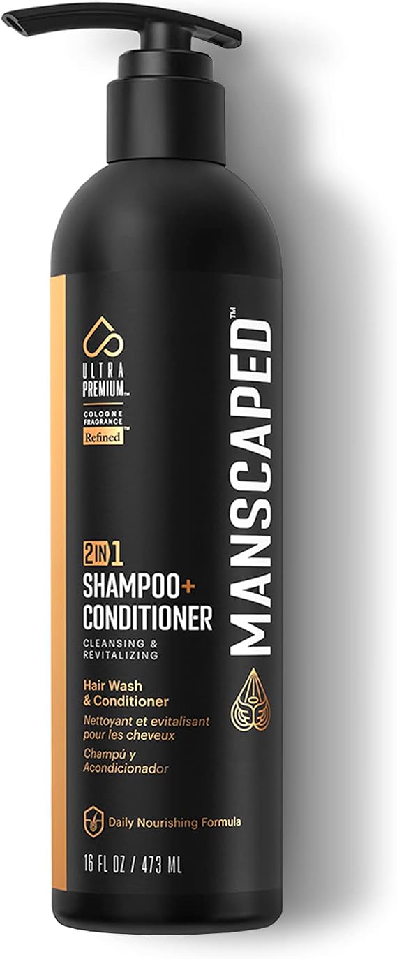 MANSCAPED® 2 In 1 Shampoo & Conditioner, UltraPremium Formula Infused with Sea Kelp, Coconut Water, Aloe for Nourishing and Hydrating Hair (16 oz Bottle)