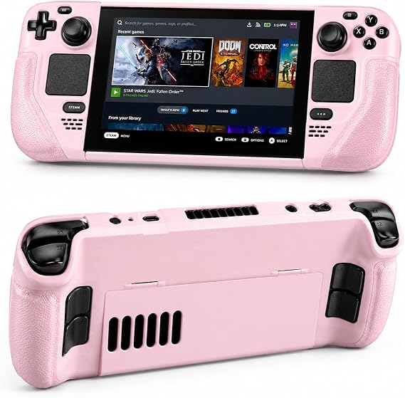 UYIYE Case for Steam Deck OLED & LCD, Cute Pink Protective Cover with Stand