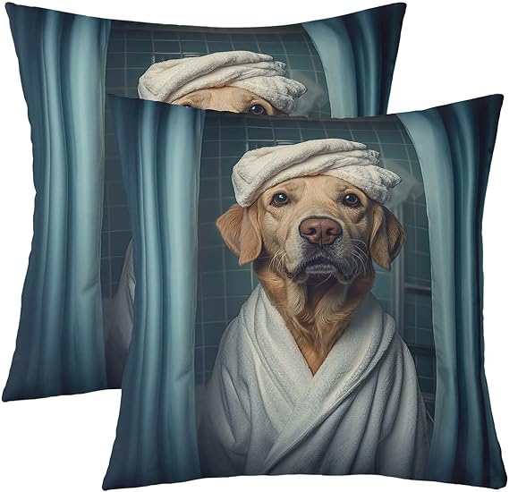 jejeloiu Cute Dog Throw Pillow Covers Set of 2 Cute Animal Cushion Case Puppy Dog Decor Pillowcase Indoor Outdoor Super Soft 20 x 20-Inch
