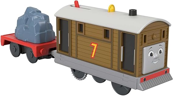 Thomas & Friends Motorized Toy Train Toby Battery-Powered Engine with Cargo Car for Preschool Pretend Play Ages 3+ Years, HTN30