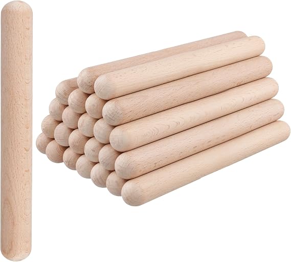 12 Pair 8 Inch Classical Rhythm Wood Claves, Wooden Music Percussion Sticks for Beginner