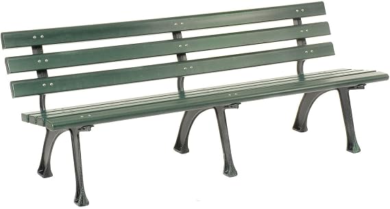 Global Industrial 6'L Outdoor Park Bench with Backrest, Green, Plastic