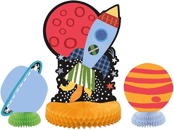 Assorted Outer Space Centerpiece Decorations (24cm x 40cm) - Perfect for Galactic Parties Decorations & Events - 3ct