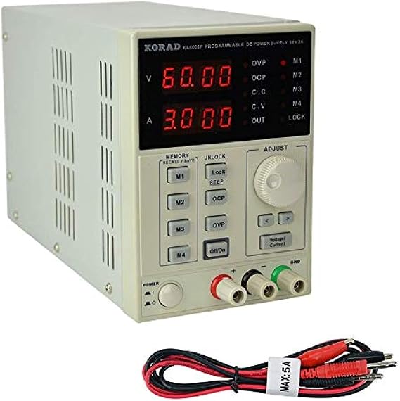 KA6003P - Programmable Precision Variable Adjustable 60V, 3A DC Linear Power Supply Digital Regulated Lab Grade