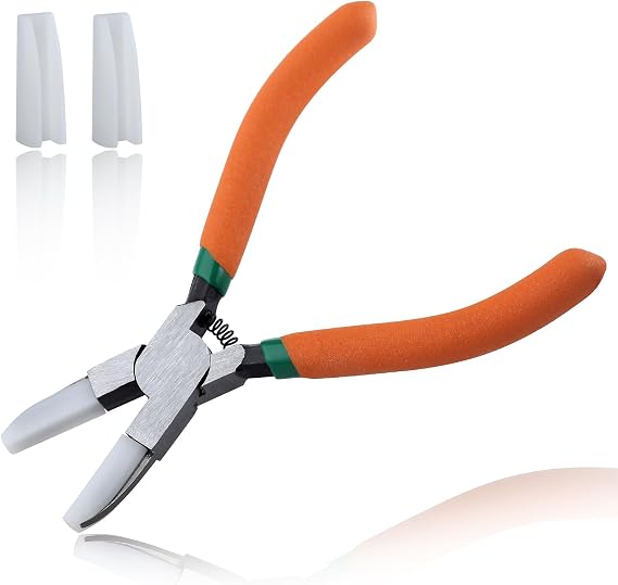 Soft Jaw Pliers Flat Nose Pliers for Jewelry Making Wire Straightener with a Pair of Replacement Jaws, Smooth Jaw Plier Flat Pliers Jewelry Plier Jewelry Making Tools for Wire Bending Looping