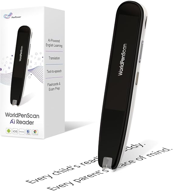WorldPenScan AI Reader - Reading Pen with AI Reading Companion, Built-in Dictionary, Text-to-Speech, Translation & Reading Support for Kids | English, Spanish & Chinese