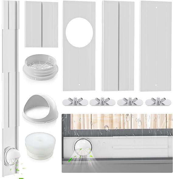 Insputer Portable ac Window Vent Kit with Universal Coupler, New Adjustable Air Conditioner Window Seal Kit for Sliding Window, Fit for AC with 5.9 & 5.1 Inch Diameter Exhaust Hose