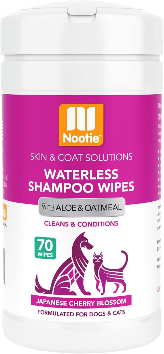 Nootie Waterless Shampoo Wipes, Cherry Blossom, Long-Lasting Fragrance